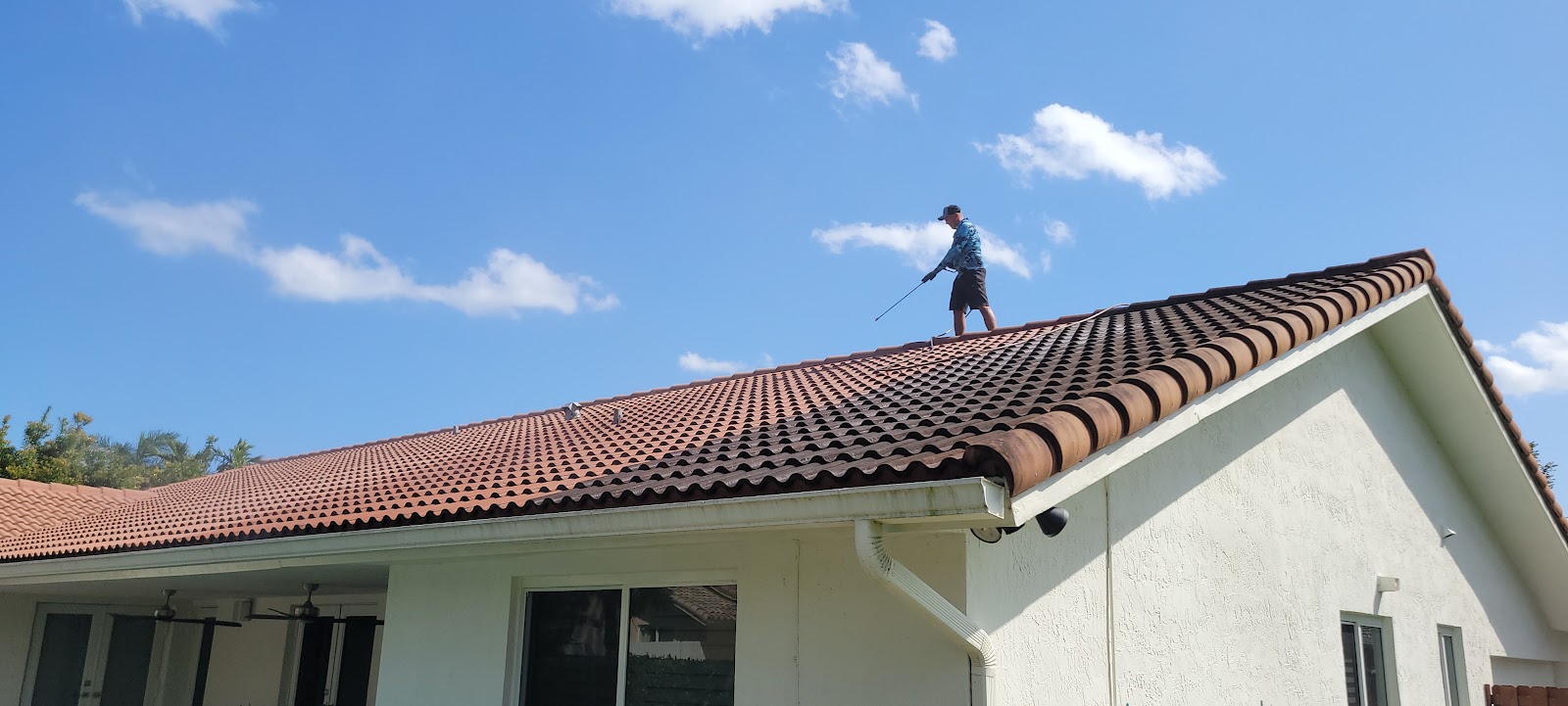 Soft washing a Miami barrel-tile roof